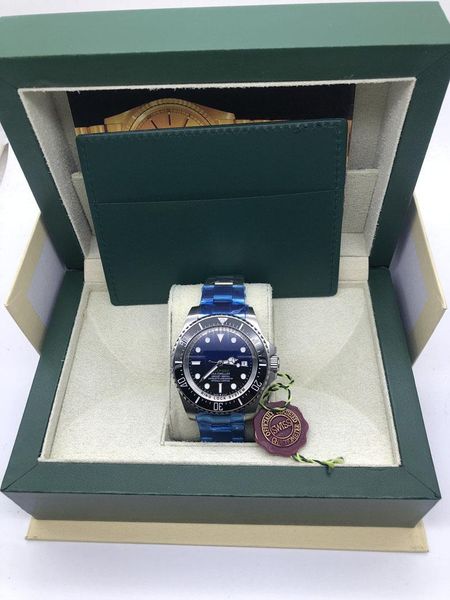 

mens watch deep ceramic bezel sea-dweller sapphire cystal stainless steel with glide lock clasp automatic mechanical mens watches, Slivery;brown