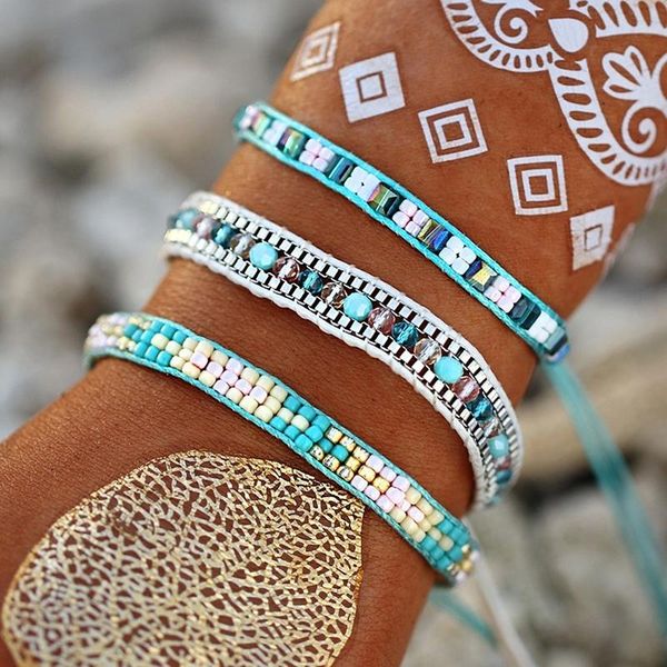

link, chain multi-layer colored bracelet set with rice beads for women fashion vintage multilayer bracelets bangles sets party jewelry, Black