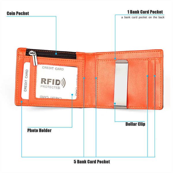 

leather slim wallet men us dollar wallet rfid men's, Black