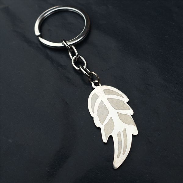 

leaf keyring stainless steel keychain men women jewelry 12 pcs/lot whole, Silver