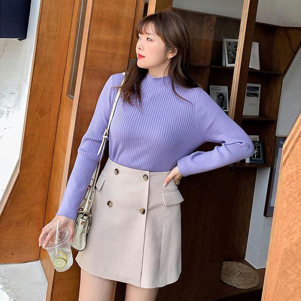 

autumn women's half turtleneck knitting loose sweater women jersey korean pullover striped pull knitted plus size sweaters, White;black