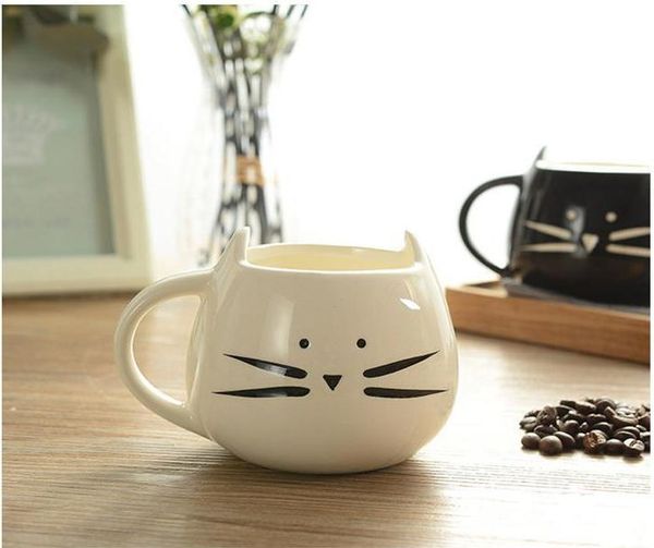

30pcs/lot boutique coffee cup white cat animal milk ceramic lovers mug cute birthday gift,christmas gift wholesale mugs
