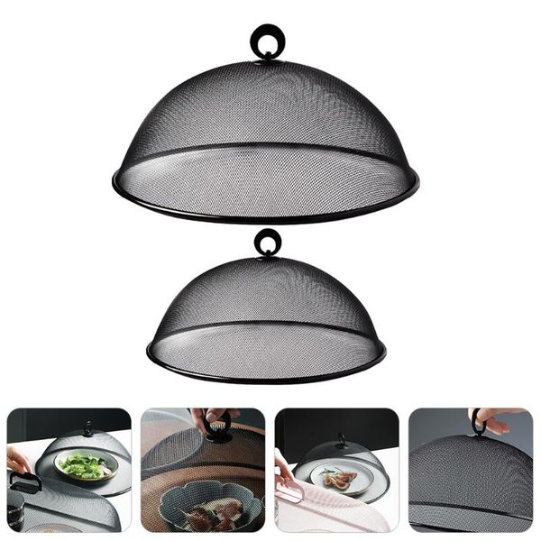 

kitchen storage & organization 2pcs dish cover insect proof deskiron craft (black)
