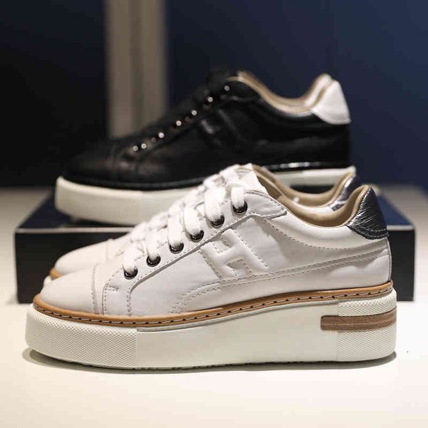 

dress shoes fashion casual platform women's sneakers genuine leather increase height female chunky spring autumn tennis ladies jmps, Black