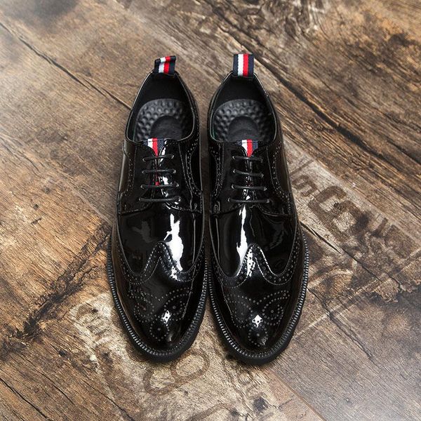 

dress shoes men leather brogues summer social elegant designer man men's formal zapatos hombre, Black