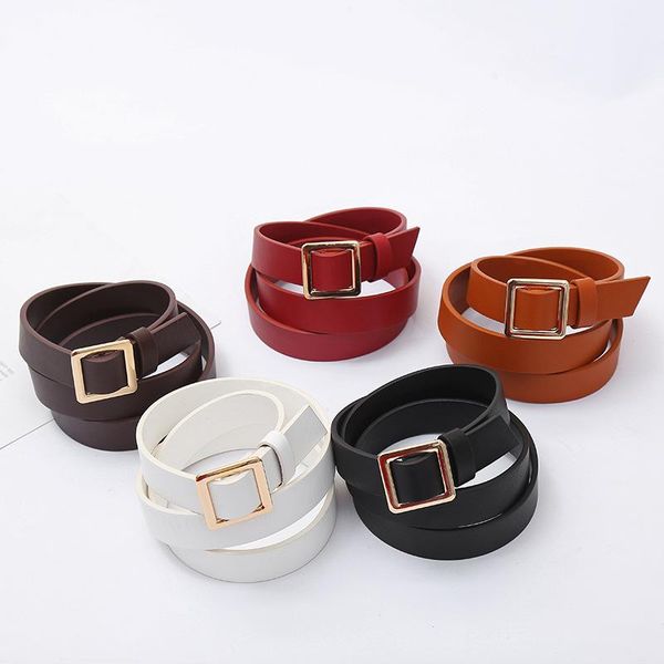 

belts est needle-square pin buckle belt female luxury faux leather thin for jeans dress classic waistband ceinture homme, Black;brown