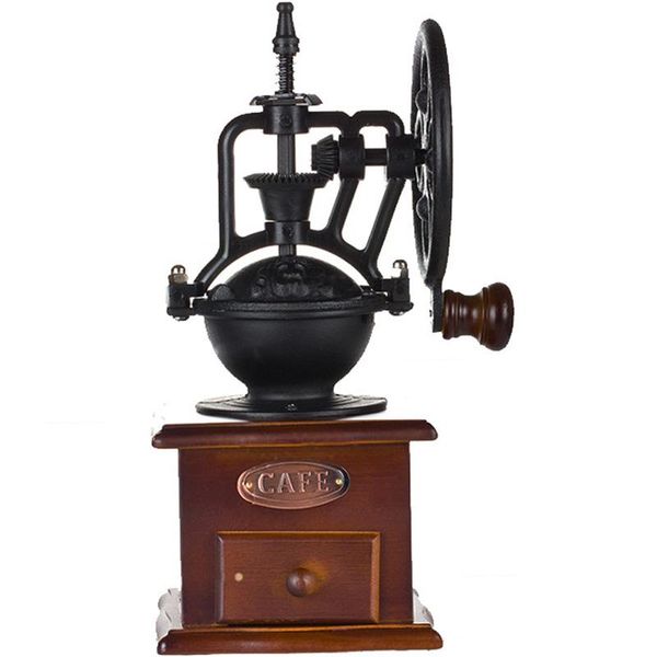 

manual coffee grinders vintage style grinder hand-crank roller drive, ceramic burr core, beech wood case, nylon body dc120