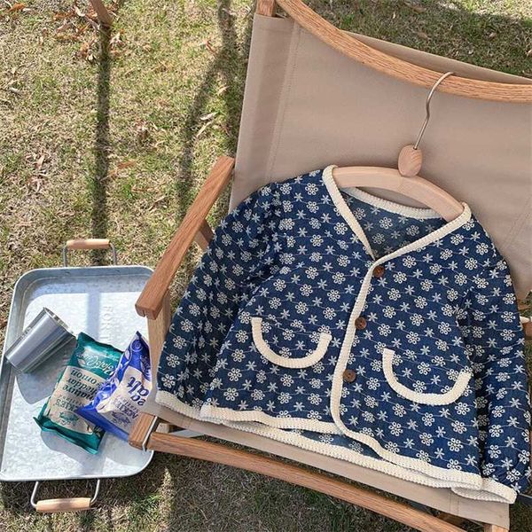 

milancel autumn kids clothes floral coat girls outwear long sleeve embroidery children clothing 211204, Blue;gray