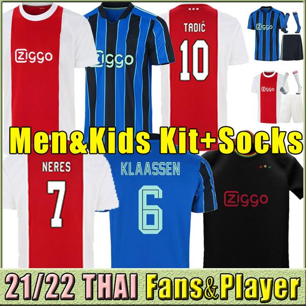 

ajaxs soccer jersey amsterdam 2021 2022 kudus antony blind promes tadic neres cruyff 21 22 men + kids kit football shirt uniforms third full, Black;yellow