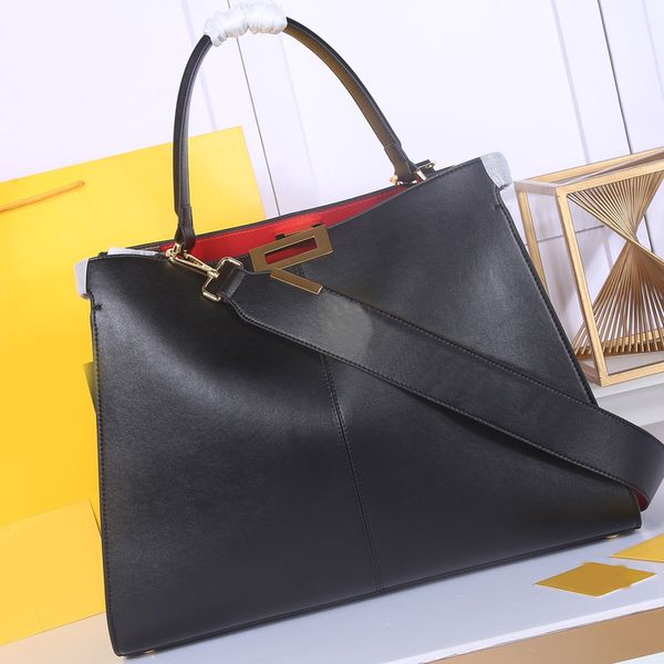 

women tote handbag quality cowhide leather crossbody bag large capacity shoulder shopping bags f logo jacquard fabric