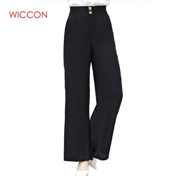 

women's pants & capris cotton linen soft wide leg women elastic waist solid summer loose trousers high pant plus size xl-5xl, Black;white