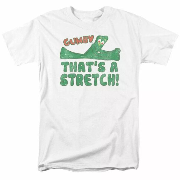 

gumby thats a stretch logo t shirt mens licensed classic tv show white, White;black
