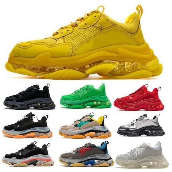 

triple s running shoes sneakers 2021 mens women clear sole neon paris triple-s platform jogging walking yellow des chaussure scarpe firmate