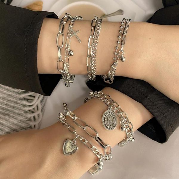 

charm bracelets sumu bohemian for women fashion multilayer beaded chain set bracelet bangles jewelry punk, Golden;silver