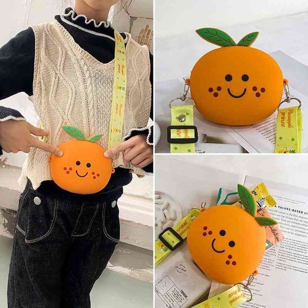 

new children's bag female fashion girl fruit shape one shoulder backpack cute baby zero wallet