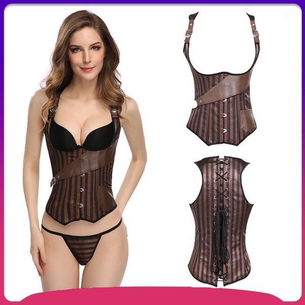 

bustiers & corsets gothic straps underbust corset vest lace up boned waist trainer slimming bustier lingerie plus size s-6xl, Black;white