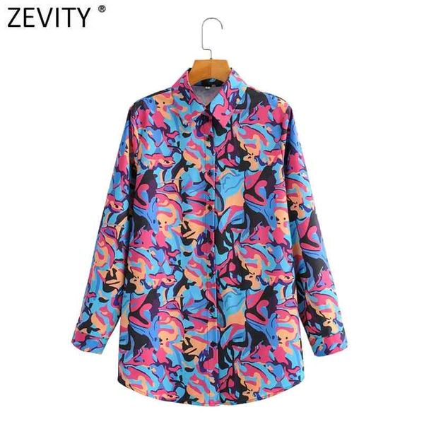 

women vintage contrast color graffiti print smock blouse office ladies long sleeve shirt chic blusas ls9147 210416, White;black