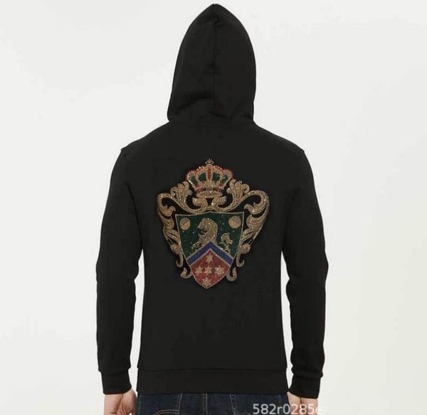 

men's hoodies & sweatshirts spring autumn hoodie sports jacket casual rhinestone sweatshirt sportswear fashion men, Black