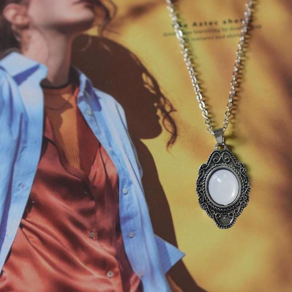 

pendant necklaces fashion vintage silver color necklace opal stone for woman boho party jewelry gift