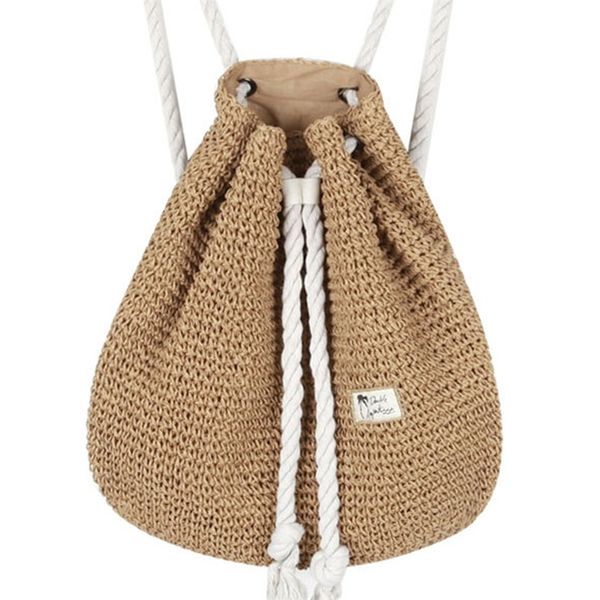 

summer straw bag women backpack fashion rucksack weaved for girls mochila travel beach s shoulder 210913