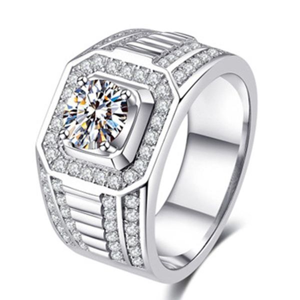 

wedding rings classic white cubic square zirconia crystal for men women anniversary engagement fashion jewelry, Slivery;golden