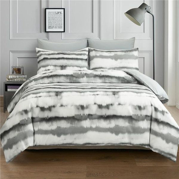 

bedding sets grey double striped duvet cover quilt housse de couette single  size comforter oil painting