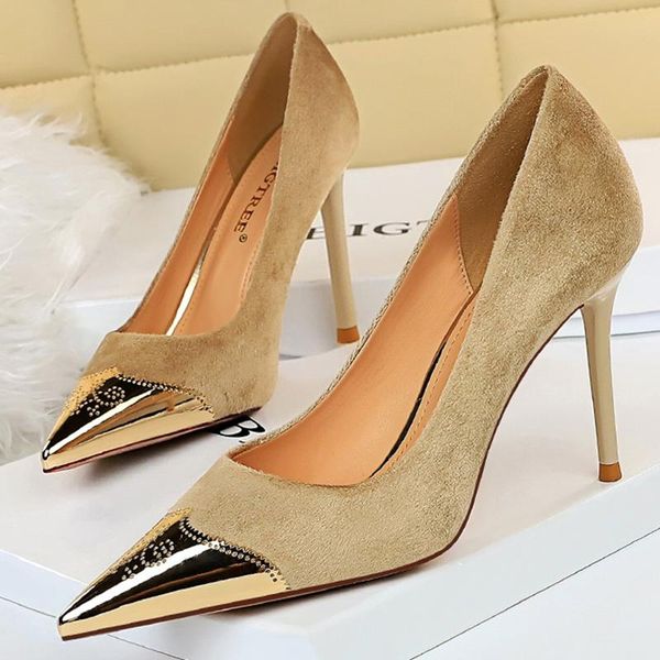 

elegant women 9.5cm stiletto high heels suede pumps flock red nude female scarpins bride party shoes dress, Black