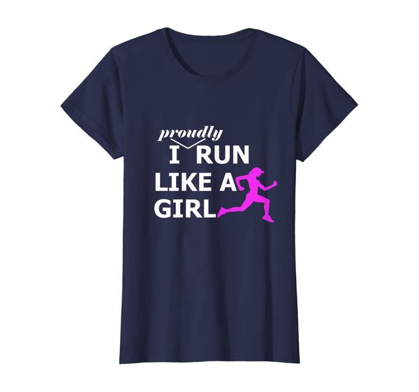 

i proudly run like a girl pink lady t-shirt, White;black