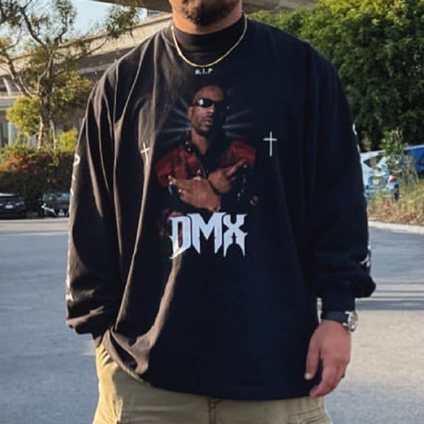 

dmx brand collab. long sleeve t-shirts mens casual cotton oversized t shirts tee shirt men women hip hop streetwear mg210073, White;black