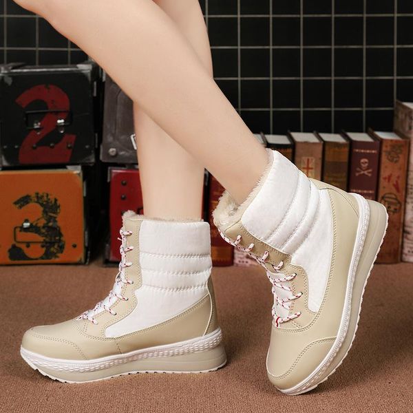 

boots winter plus velvet thick high-women's shoes snow ladies cotton fashion, Black