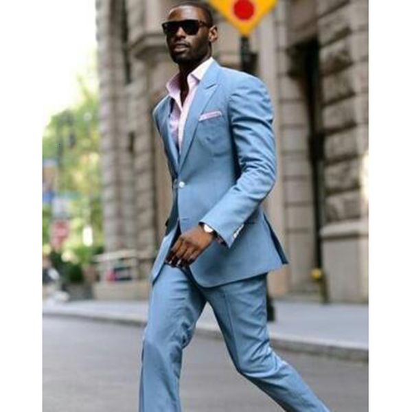 

men's suits & blazers 2021 latest coat pant light designs blue linen casual custom made for man street style slim fit 2 piece tern, White;black