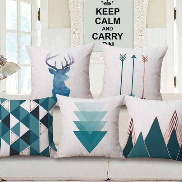 

cushion/decorative pillow decorative cushion cover linen / cotton funda cojin square kussenhoes nordic style blue green literary simple hous