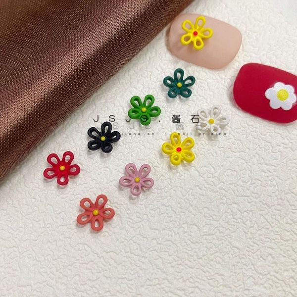 

nail art decorations 5pcs alloy mini daisy/sunflower 7*7mm all match 3d frosted hollow five-petal flower metal ornaments charms#mw11, Silver;gold