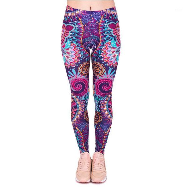 Yoga Outfit Mulheres Moda Legging Aztec Ombre Impressão Leggins Slim Cintura Alta Leggings Mulher Calças