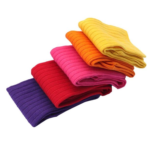 

kid girl boy knitted socks children baby girls candy color knee high sock heelless spring summer, Pink;yellow