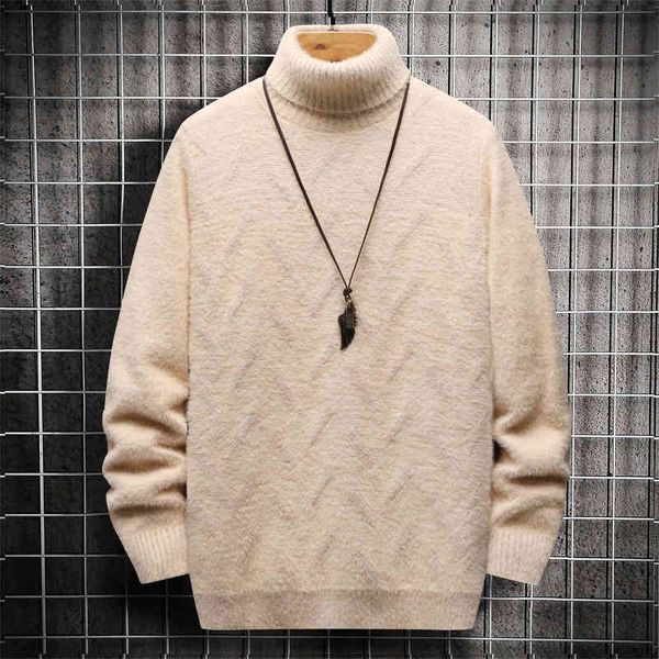 

sweater knit men's casual wear winter trend thickening warm turtleneck backing, White;black