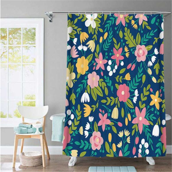 

natural colorful flower pattern shower curtains 3d printing waterproof polyester fabric bathroom for home decor