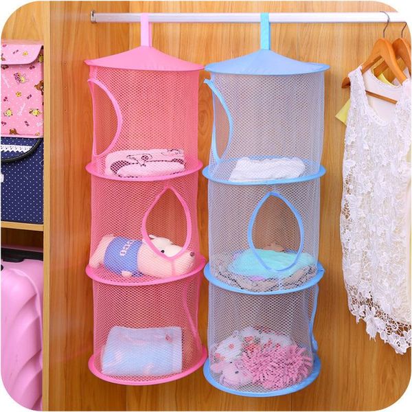

multifunction mesh hanging organizer bag foldable clothing sundries storage underwear toys basket for home bags