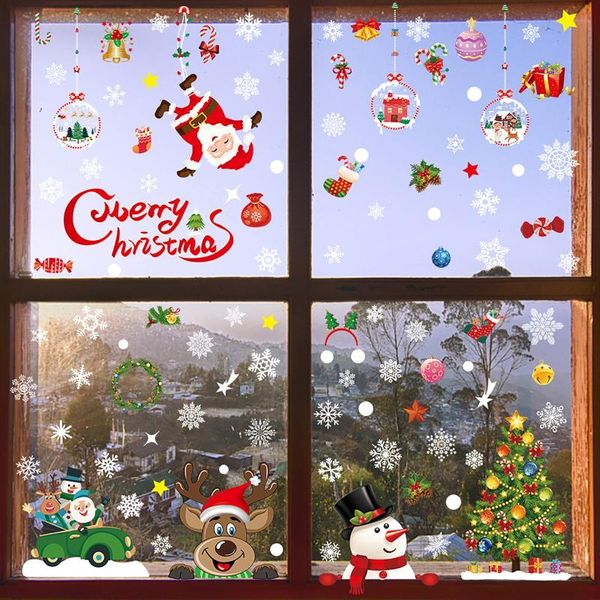 

wall stickers snowflake window door christmas decoration for shop mall party diy santa claus reindeers decals natal