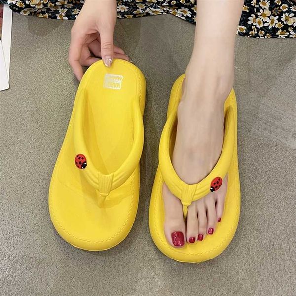 

thick soled platform 3.5cm flip flops summer shoes indoor outdoor slippers sandals non slip thong slippers casual shoes 211110, Black