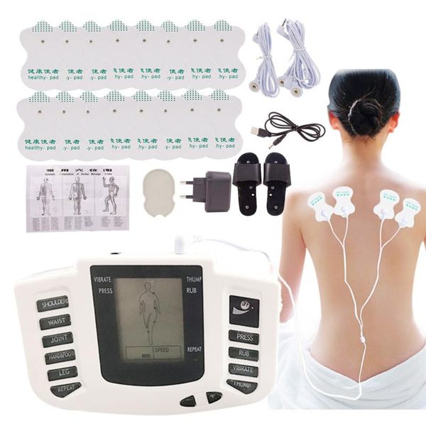 

electric massagers tens machine ems back massager electroestimulador muscular stimulator fisioterapia physiotherapy set 8 pads