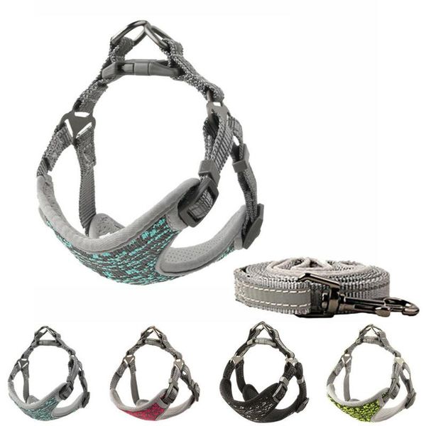 

dog collars & leashes reflective suspenders haulage rope package adjustable small, medium and large pet walking collar leather