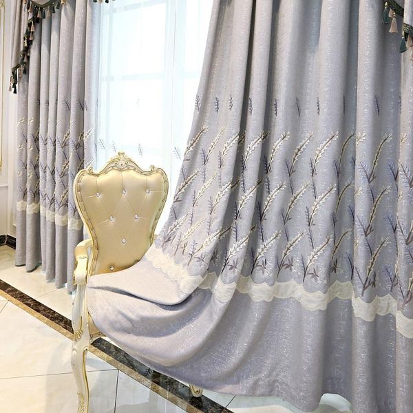 

curtain & drapes light luxury modern simple european style embroidered cotton and linen finished product curtains for living room bedroom