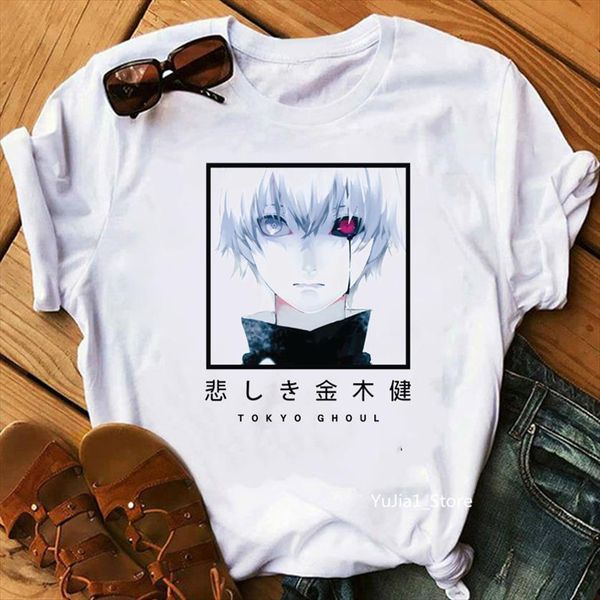 

tokyo ghoul anime manga women print funimation kaneki ken graphic tshirts female tumblr tee femme, White