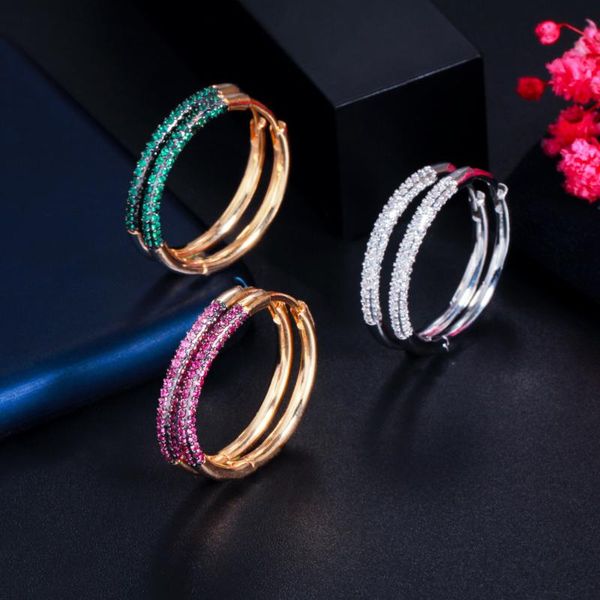 

stud 2021 fashion round micro-inlaid zircon perforated earrings exquisite personality women wild romantic gifts, Golden;silver