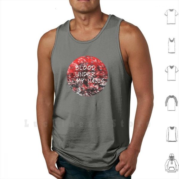 

blood under my nails mens tank vest sleeveless blod nail halloween evil, White;black
