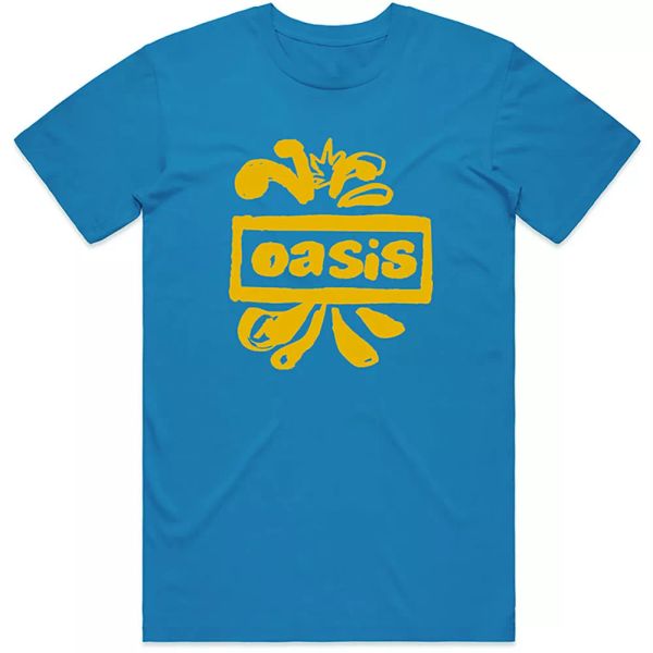 

blue oasis liam and noel gallagher gold official logo t-shirt men unisex, White;black