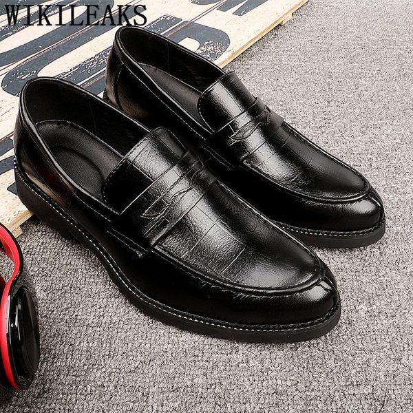 

dress shoes loafers oxford for men brown office designer zapatos italianos para hombre sepatu slip on pria, Black