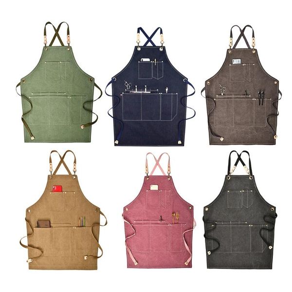 

aprons summer canvas work apron denim version hairdressing hairdresser floral barista drop