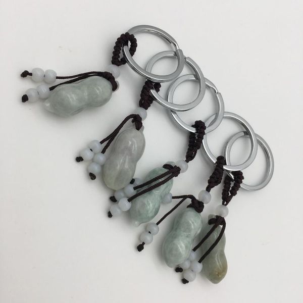 

keychains wholesale natural jadestone peanut shape key chain 5pcs, Silver